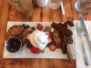 amazing French Toast for brunch!  So good we came back for dinner! at Blossom Restaurant on Columbus in New York City