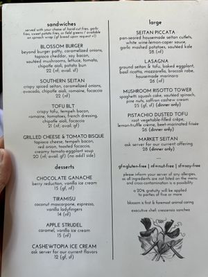 Menu  at Blossom Restaurant on Columbus in New York City