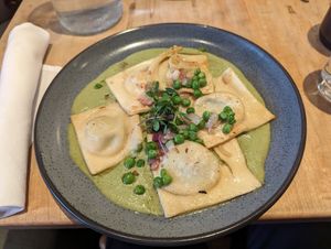 Green Pea ravioli at Blossom Restaurant on Columbus in New York City