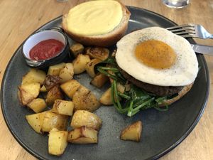 Brunch Burger  at Blossom Restaurant on Columbus in New York City