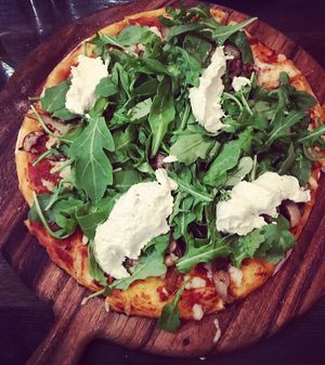 wild mushroom pizza SO GOOD  at Blossom Restaurant on Columbus in New York City