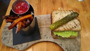 Cafe Blossom - Quinoa Burger with Sweet Potato Fries at Blossom Restaurant on Columbus in New York City
