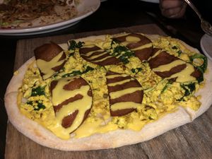 breakfast pizza  at Blossom Restaurant on Columbus in New York City