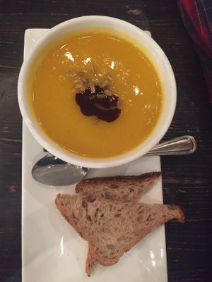 Butternut squash soup at Blossom Restaurant on Columbus in New York City