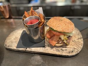 Beyond Burger was amazing!!  at Blossom Restaurant on Columbus in New York City