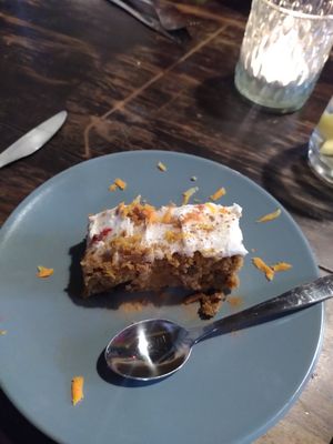 Vegan pride menu, carrot cake dessert at Astrant in Ede