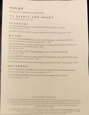 Menu. Vegan crumble also on main menu  at The Plough Inn in Dartford