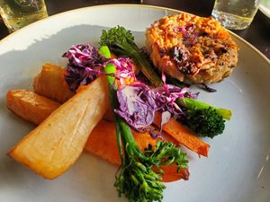 Tasty but overpriced nut loaf at The Plough Inn in Dartford