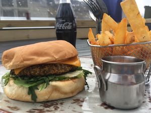 Vegan burger menu at Vegamót in Bíldudalur, in the beautiful Westfjords of Iceland at Vegamot in Bildudalur