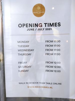 Schedule at Waku Waku in Utrecht