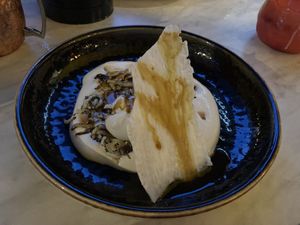 Coconut caramel desert at Waku Waku in Utrecht