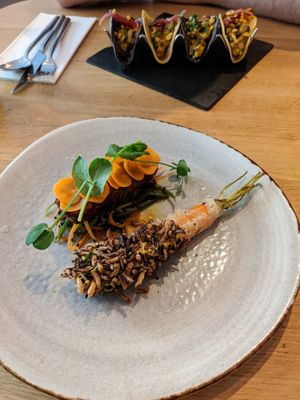 Carrot and tempeh (starter) at Waku Waku in Utrecht