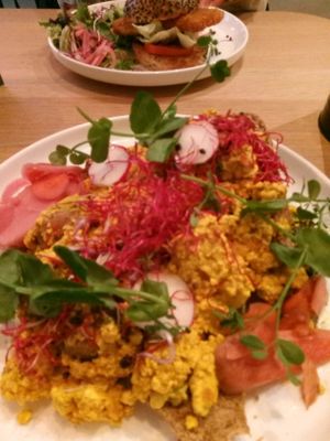 Scrambled tofu with salad. at Waku Waku in Utrecht