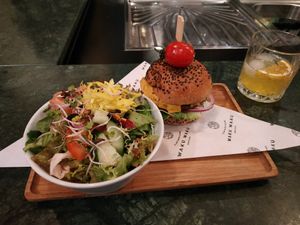 Waku waku burger with included salad at Waku Waku in Utrecht