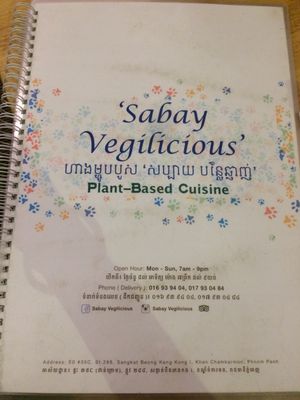 Menu at Sabay Vegilicious in Phnom Penh