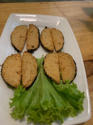 Mock fish  at Sabay Vegilicious in Phnom Penh