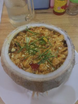 Tofu Amok in a coconut  at Sabay Vegilicious in Phnom Penh