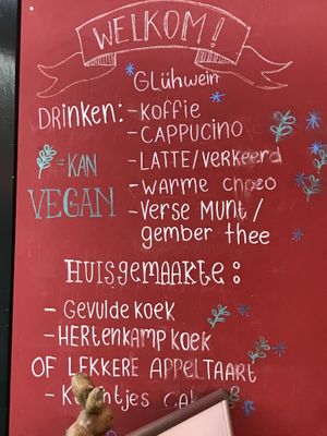 Part of the menu with vegan choices at De Eekhoorn in Rotterdam