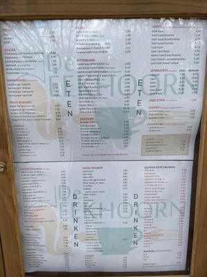The menu  at De Eekhoorn in Rotterdam