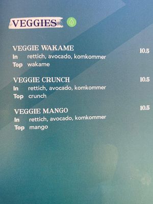 Menue at Eddy's Sushi in Venlo