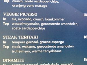 Menue at Eddy's Sushi in Venlo