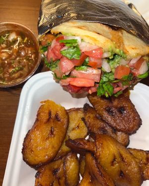 Create your own arepa and a side of plantains   at Maiz Colombian Street Food in Portland