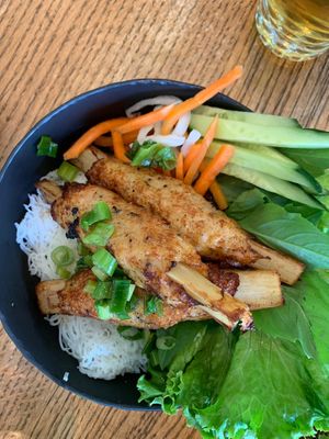 Prawn on sugarcane at Anh and Chi in Vancouver