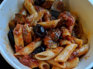 Pasta with eggplant at Rawdish in Luxembourg City