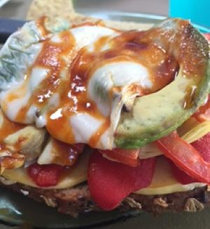 The Veggie Melt with vegan cheese at Sweet Basil's Cafe in Cannon Beach