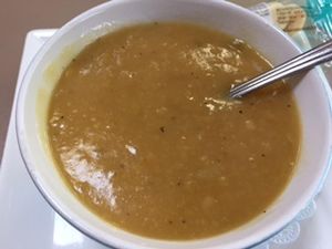 Split pea soup  at Sweet Basil's Cafe in Cannon Beach