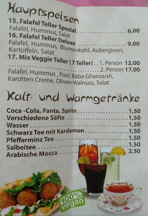Speisekarte  at Falafel 1001 in Duisburg