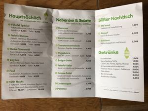 Karte innen at Falafel 1001 in Duisburg