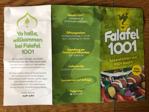 Karte außen  at Falafel 1001 in Duisburg