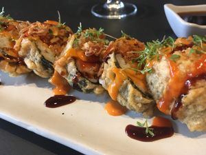 This is called "D11 VEGAN ELDFJALLARÚLLA" on the menu and it is my absolute favorite vegan roll at Tokyo Sushi in Reykjavik