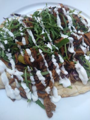 Vegan oyster Mushroom Shawarma Flatbread 🍄 at Love Shack in East London