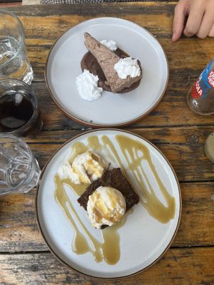 chocolate pie & sticky toffee pudding   at Love Shack in East London