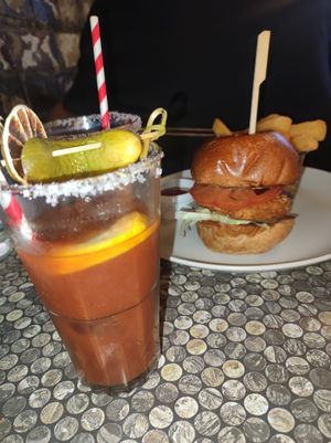 Bloody Mary and buffalo burger at Love Shack in East London
