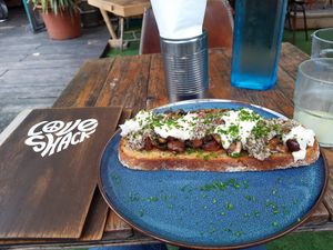 Mushrooms on toast. at Love Shack in East London