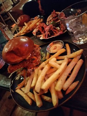 Kimchi chickn burger at Love Shack in East London