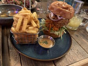 Kimchi chick’n burger  at Love Shack in East London