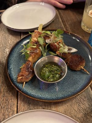 Lions mane mushroom skewer  at Love Shack in East London