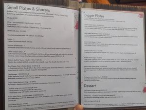 Food menu at Love Shack in East London