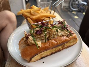 Lobster & samphire brioche roll  at Love Shack in East London