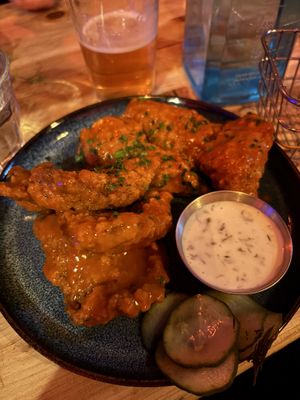 Crispy oyster wings (buffalo)  at Love Shack in East London
