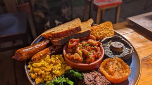 English breakfast at Love Shack in East London