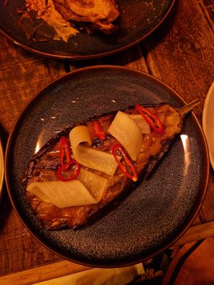 Miso aubergine at Love Shack in East London