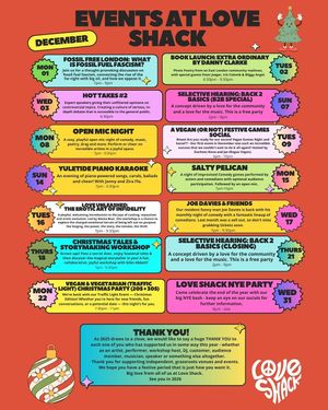 Events in December 2025 at Love Shack in East London