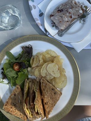 Cheese, tomato & chutney toastie & lime & coconut cake   at Teashop By The Canal in Newbury