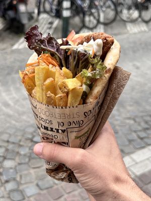 Vegan bifteki  at The Olive Street Food  in Bruges