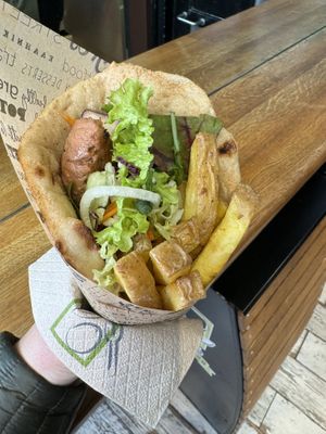 Vegan burger pita wrap  at The Olive Street Food  in Bruges